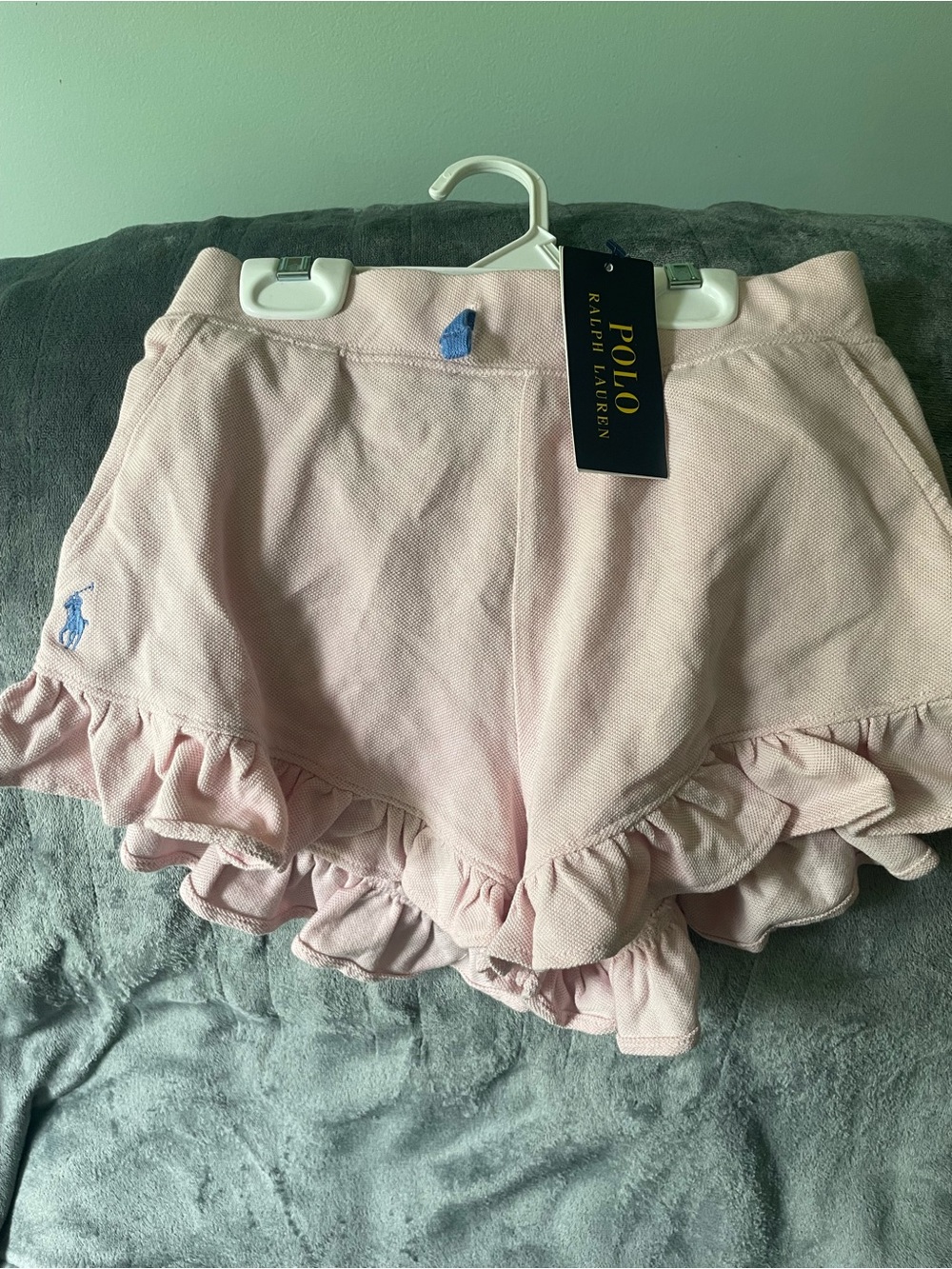 New Polo by Ralph Lauren Light Pink Ruffle Hem Kids Shorts Sz 8/10
